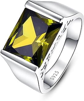 10ct 8x12mm Square-Cut Created Sapphire|Peridot Ring 925 Sterling Silver Ring Mens Engagement Wedding Bands Ring Size 6-14