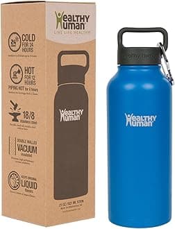 Healthy Human Stainless Steel Water Bottle | Double Walled Vacuum Insulated Water Thermos for Adults | Eco-Friendly Travel Bottles with Leak Proof Lid (Bahama, 32 oz/ 946 ML)