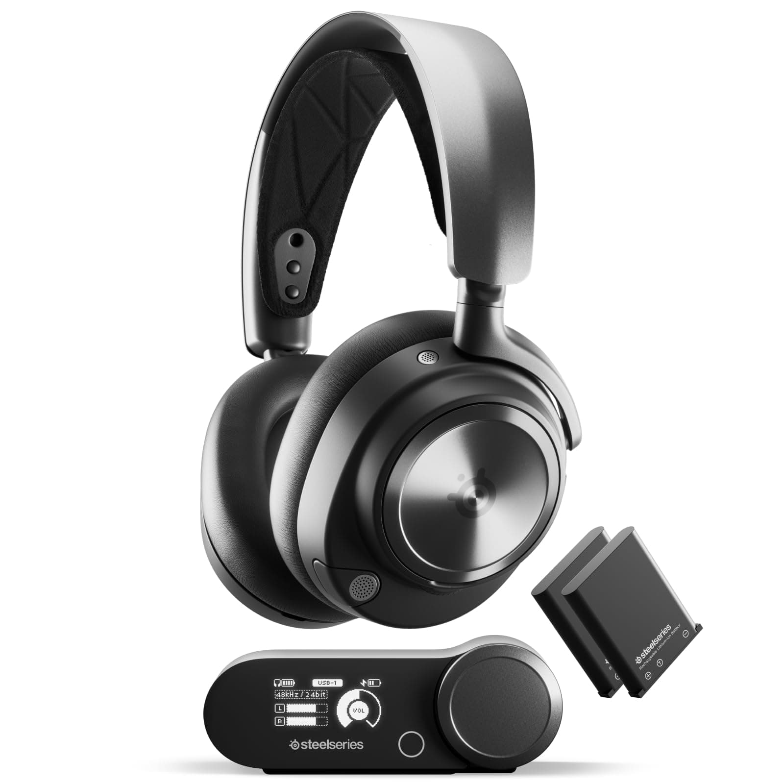SteelSeries Arctis Nova Pro Wireless - Multi-System Gaming Headset - Premium Hi-Fi Drivers - Active Noise Cancellation - Infinity Power System - PC, PS5, PS4, Switch, Mobile