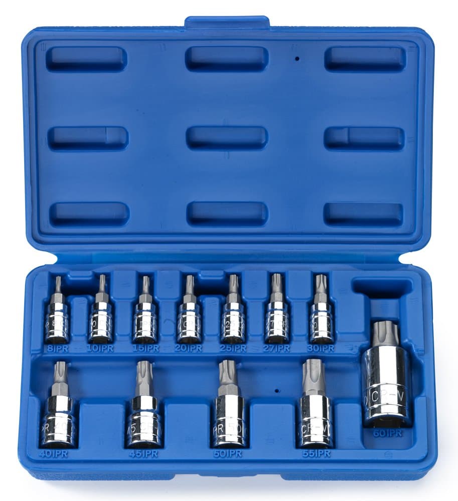 10085A Tamperproof Torx Plus Bit Socket Set | 12 Piece | 8 IPR - 60 IPR | 5 Point Star | Cr-V and S2 Steel | High Impact ABS Blow Molded Case, One Size