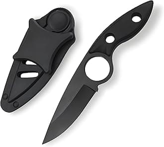 Small Fixed Blade Knife, 6.69 Inch Tactical Mini Hunting Knife with Sturdy Sheath - Full Tang EDC Outdoor Camping Knife, Gifts for The Men (Black)