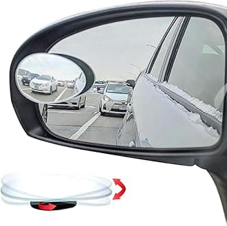 Ampper Blind Spot Mirror Oval, HD Glass Frameless Stick on Adjustabe Convex Wide Angle Rear View Blind Spot Car Mirror for Car Blind Spot, Pack of 4