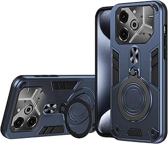 Drop Protection Case Compatible with Tecno Pova 6,Magnetic Kickstand Cover Compatible with Tecno Pova 6 Pro 5G LI9 Case Blue