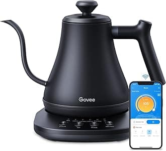Smart Electric Kettle, WiFi Variable Temperature Gooseneck Pour Over Kettle and Tea Kettle, Alexa Control, 1200W Quick Heating, 100% Stainless Steel, 0.8L, Matte Black