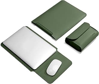 Laptop Sleeve Case for New MacBook Air M4/M3/M2 13.6"/Pro/Max A3240 A3113 A2442 Pro 14, 13.5 Surface 5/4/3/2/1, 14" Dell ASUS Acer Chromebook/HP Stream/IdeaPad, with Small Case, Green