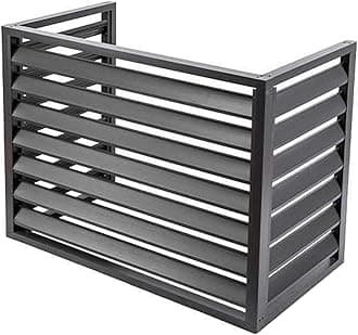 Aluminum Air Conditioner and Heat Pump Cover, 3 Panels Mini Split Air Conditioner Fence Screen for Outside Units, Noise Reduction AC Unit Cover, 110x80x60cm,Black