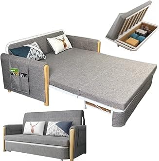 UNICORN FURNITURE Sofa Bed Modern Reclining Foldable Bed Pull Out Sofa Bed With Storage for Living Room Office, Guest, Space Saving Convertible Sofabed Multifunctional in Made to Match Cushions (Grey)
