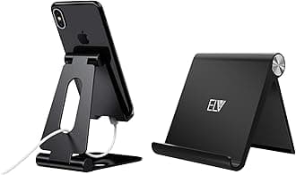 Elv Aluminum Adjustable Mobile Phone Foldable Tabletop Stand Dock Mount (Black) Foldable, Portable, Tablet/Phone Stand (Black)