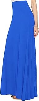 Lock and Love Women's Casual Comfy Stylish High Waist Flare Long Maxi Skirt – Available in Print & Solid Options