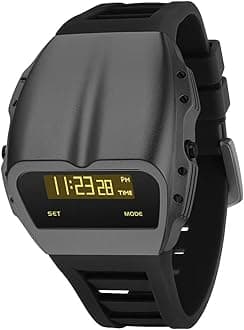 BENLYDESIGN Unique Metal Watch, OLED Mens Digital Watches, Lift-to-Wake Screen, Silicone or Stainless Steel Strap, 30M Waterproof