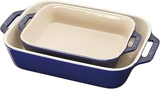 Ceramics Rectangular Baking Dish Set, 2 Pieces, Dark Blue