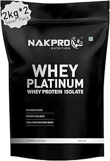 NAKPRO Platinum Whey Protein Isolate 4kg Double Rich Chocolate | 28g Protein, 6.4g BCAA | Trustified Certified 100% Authentic Supplement Powder & No Adulteration | Low Carbs, Fast Absorbing Whey Protein Powder