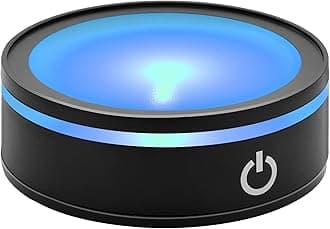 IFOLAINA LED Light Base Black Lighted Display Stand for Crystal 3D Photo Glass Art Tumbler RGB Multicolor Lighting Round Pedestal - Flat