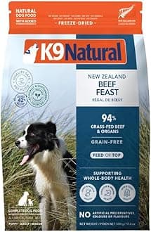 Beef Freeze Dried Dog Food, High-Meat Natural Complete Meal or Meal Toppers for Dogs, Grass-Fed Beef from New Zealand, Grain-Free, GMO-Free, Complete & Balanced Nutrition, 17.6oz