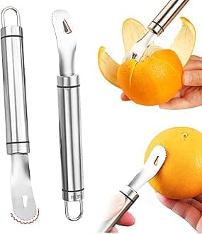 2PCS Stainless Steel Orange Peeler | Easy to Peel | Long Handle Orange Citrus Peeler Tool | Triangular-Blade & Zigzag-Shovel Orange Peeler Gadget