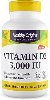 Vitamin D3 5,000 IU - Bone Health and Immune Support Supplement - Easily Absorbable Vitamin D Supplements - Gluten-Free Vitamin D3 Supplement - 360 Softgels