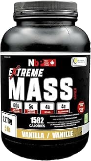 Extreme Mass Gainer Muscle Builder, 5 lb (2.27 kg) Low Sugar high Calories for Intense Workouts (Vanilla)