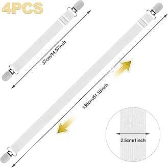 Quelcc Bed Sheet Clips, 4PCS Adjustable Bed Sheet Straps, Elastic Sheet Straps Suspenders Clips for Bedding, Fitted Bed Sheet Grippers to Keep Your Sheets in Place