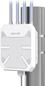 WAVLINKOutdoor WiFi Extender AX1800 High Power Outdoor Weatherproof WiFi Range Extender, Long Range Outdoor WiFi Access Point with 8dBi Detachable Antenna, Passive/Active POE, Dual Band 2.4GHz+5GHz
