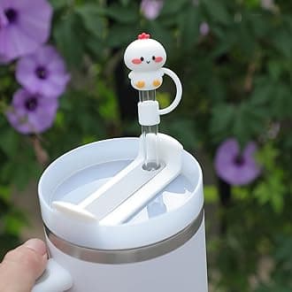 HuDieM Straw Cover Caps for Stanley Cup - 5Pcs Silicone Cute Straw Caps - 10mm Straw Topper Reusable Straw Tips Lids Compatible with Stanley 30&40 Oz Tumblers