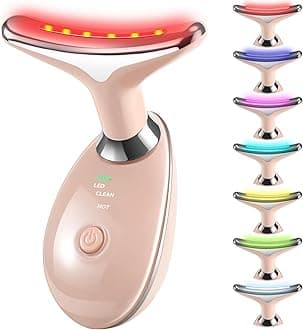 VGY 7-in-1 Face Massager Tool for Skin Care, Red Light Therapy for Face, Double Chin Gift (Pink)