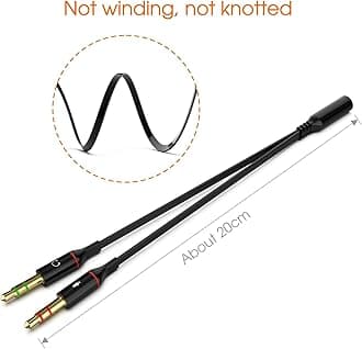 Maeline Headphone Splitter Adapter, 3.5mm Mic Cable for Computer, Headset 3.5mm Female to 2 Dual Male Microphone Audio Stereo Jack Earphones Port to Gaming Speaker PC - 100 Pack