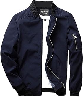 sandbank Men’s Slim Fit Lightweight Softshell Flight Bomber Jacket Coat (US XL, Deep Blue #2)