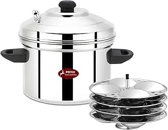 Prithi Home's and Kitchen Stainless Steel Idli Cooker/Idli Maker 4 plate/16 Idlies for home (4 Plate Idli Cooker 16 Idlies) - ICM Model