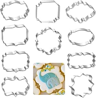 Frame Cookie Cutters 10pcs Stainless Steel Plaque Cookie Cutter Difference Shapes, DIY Fondant Cutters Tiles Metal Pancake Molds for Biscuit Wedding Baking Decorations Holiday Birthday Party