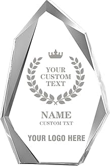 Personalised Glass Trophy Award Custom Engraved with Text and Logo Customised Glass Plaque for Employee of the Year Custom Events Recognition Retirement