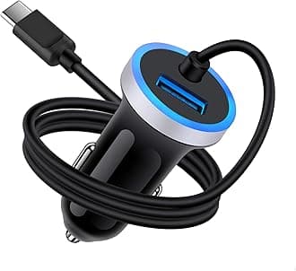 Type C Car Charger Fast Charging Cigarette Lighter Adapter for Samsung Galaxy S25 S24 S23 S22 S21 Ultra 5G S20 FE Note 20,A13 A14 A15 A53 A54, Google Pixel 8 7 6 8A 7A 6A&3FT USB Cable