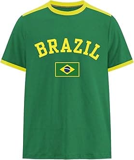 Men's Brazil Soccer Jersey Tees Letter Print Graphic Short Sleeve Crew Neck T Shirts Top