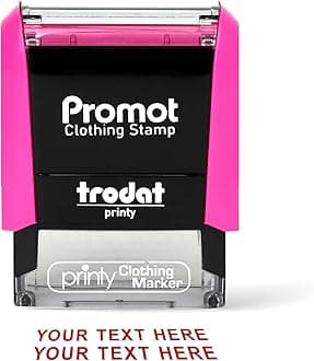 Promot Clothing Stamp - Self Inking Name Stamp for Personalized Shirt, School Uniform, Baby Clothes, Nursing Home, Camp, Custom Labels, and More - Up to 2 Lines of Text, Approx 16 Characters Per Line