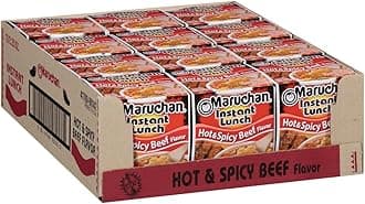 Instant Lunch Ramen Noodles, Hot & Spicy Beef Flavor – Japanese-Style Instant Noodle Soup, Easy Meal Ready in 3 Minutes – 2.25 Oz. (12 Pack)
