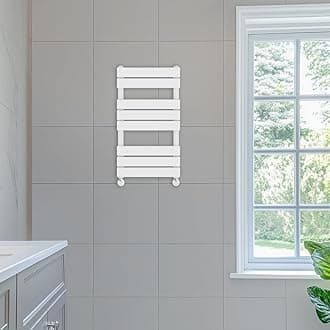 NRG 800 x 450 mm Designer Flat Panel Heated Towel Rail Radiators Gloss White Bathroom Radiator