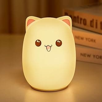 Minetom Night Light for Kids, Cute Silicone Kitty Night Light with 3 Levels of Brightness, 7 Colors Rechargeable Lamp for Bedroom, Girls and Boys, Nursery, Baby Gifts, Tap Control