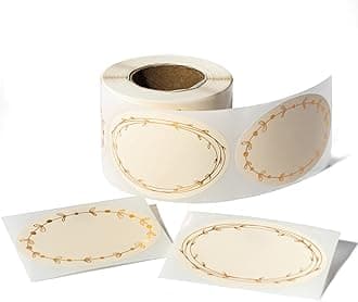 MONEST Waterproof & Oil Resistant Jar & Lid Stickers - Pantry/Canning, Spice & Bottle Labels (Golden Flower 2x3)