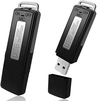 USB Digital Voice Recorder | Portable Mini Voice Recorder 8 GB | Audio Recorder Ideal for Meetings, Interviews, Conferences. | Spy Recorder with Memory for Several Hours of Recording
