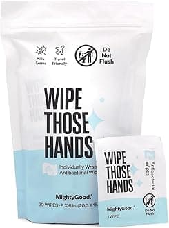 Wipe Those Hands On-The-Go Sanitizing Wipes -1 Pack of 30 Individually Wrapped Wipes - Alcohol & Fragrance-Free - Kills Germs Fast - Travel Friendly