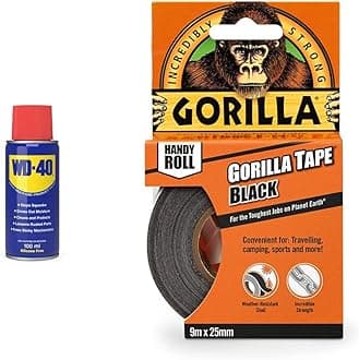 WD-40 Multi-Use Product Original Spray Can 100ml & Gorilla Tape Handy Roll Black 9m