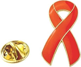 Orange Awareness Ribbon Pin Badge for Multiple Sclerosis and Leukaemia (1 Pin - Shipped by Butler & Grace)