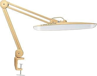 Neatfi XL LED Desk Lamp with Clamp, 2200 Lumens, 24W, 50cm Wide Head, Dimmable 4 Brightness Levels, Task Light for Home Office, Crafts, Workbench (Non-CCT with Clamp, Gold)