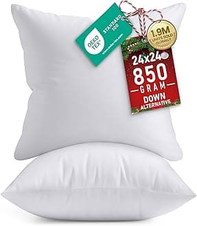 Utopia Bedding Throw Pillows Insert (Pack of 2, White) - 24 x 24 Inches Bed and Couch Pillows - Indoor Decorative Pillows