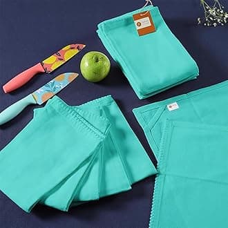 TARAN LIVING Teal Solid 18"x28" Pack of 6 Cotton Kitchen Towels