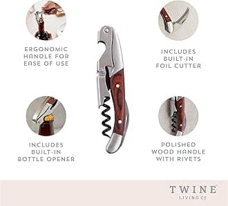 Twine Country Home Double Hinged Corkscrew, 0.5", Multicolor