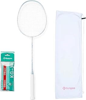 KUMPOO Professional Badminton Racket, Carbon Fiber Badminton Racket Set with Grip&Bag, Pro Badminton Racquet Lightweight for Beginner, Intermediate Players Outdoor Games Training