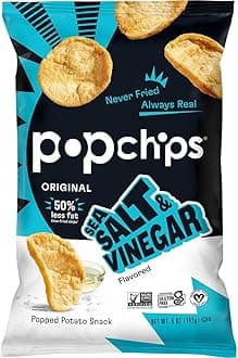 Potato Chips, Sea Salt & Vinegar, 4ct 5.0oz Share Bags, Low-Calorie, Gluten Free, Salty Snacks for Adults and Children, Non-GMO, Vegan & Kosher Friendly, 130 Calories Per Serving