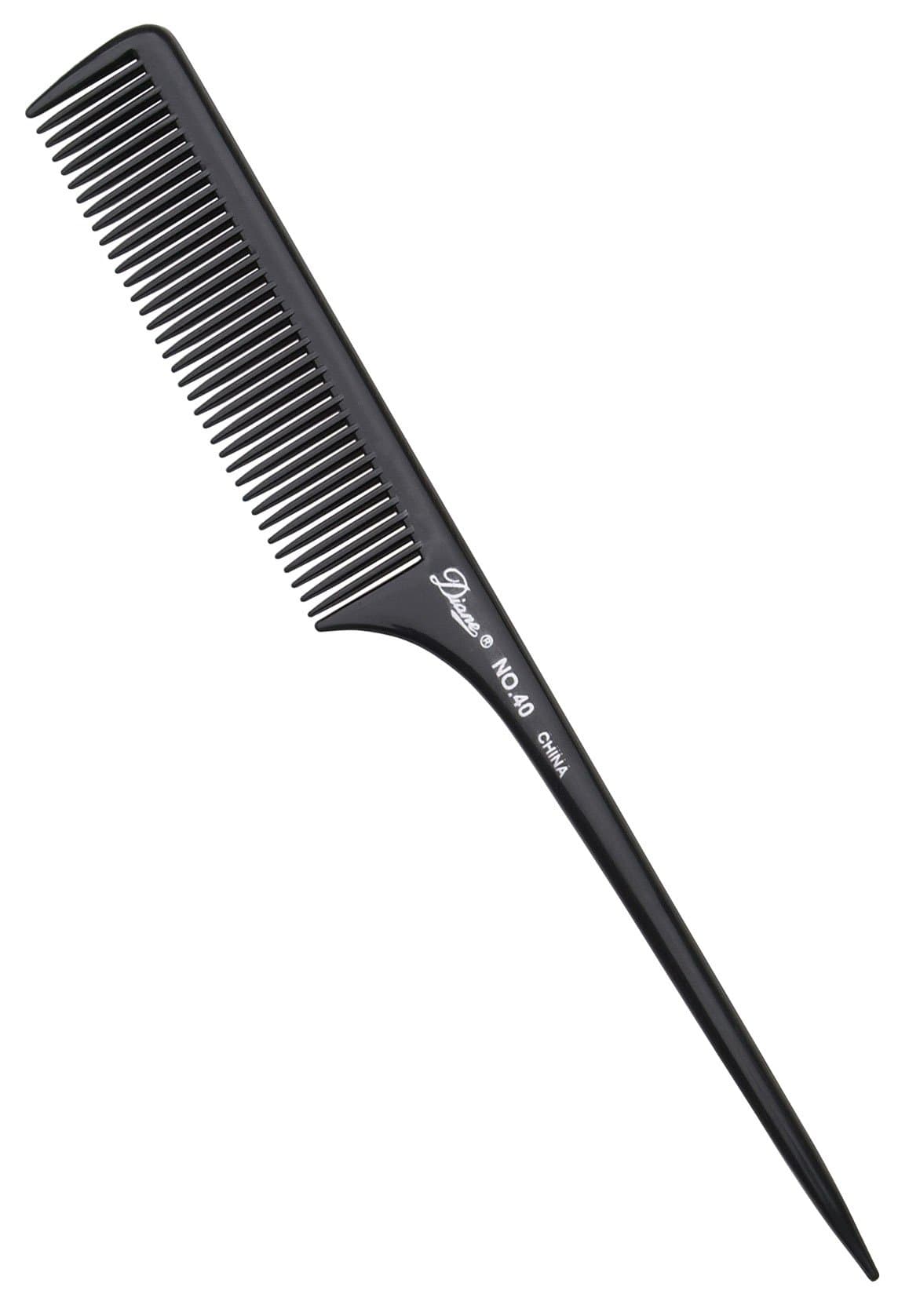 Diane9" Thick Rat Tail Comb, Bone/Black