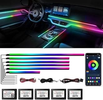 Dreamcolor Acrylic Interior Car Lights, WEBUPAR Car Accessories 6 in 1 Car LED Strip Lights with APP Control and 213 Modes, 175 inches 593 LEDs Fiber Optic Lights, RGB Neon Light Kits