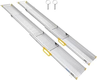 Ruedamann6FT Adjustable Wheelchair Ramp, 9" Wider Portable Ramp for Wheelchair, 600 lbs Per Pair Capacity, Telescopic Aluminum Wheelchair Ramp for Home, Doorways, Curbs, Scooters, 2Pcs